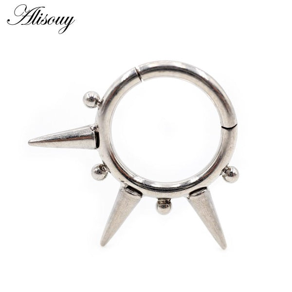 Alisouy 1PC titane acier cône boule pointe articulé Clicker nez Septum anneaux oreille cerceau Cartilage boucle d'oreille corps Piercing bijoux