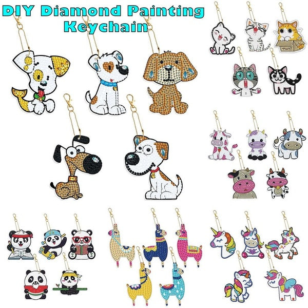 5D Double-sided Shaped Diamond Painting Key Chain DIY Crystal Embroidery Pendant Thickened Acrylic Decorative Key Buckle Accessories @#A01 Matron Inn