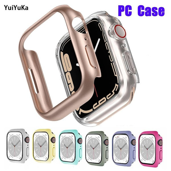 YuiYuKa Screen Protector PC Cover Case for Apple Watch 9 8 7 41mm 45mm SE 6 series 5 4 3 2 1 44mm 40mm 42mm 38mm Bumper Screen Protector Accessories Matron Inn