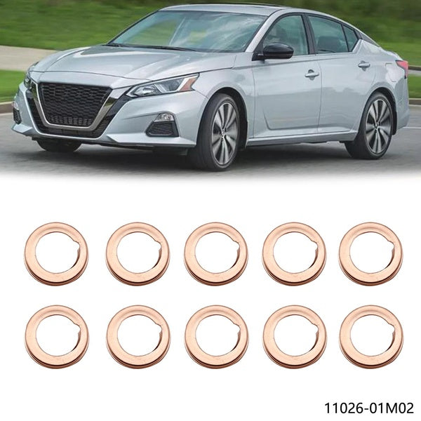 10PCS Metal Oil Drain Plug Crush Washers Gaskets 11026-01M02 For Nissan 370Z-Cube Altima Infiniti Oil Drain Plug Crush Washer