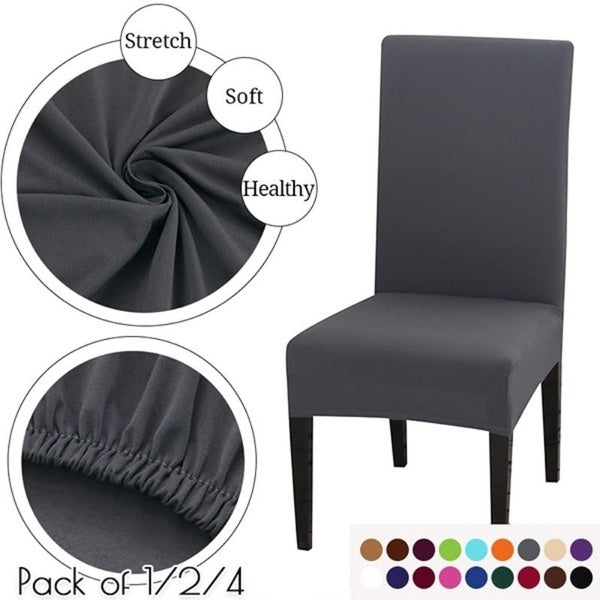 Pack of 1-2-4Pcs Plain Dining Chair Cover Spandex Elastic Chair Slipcover Case Stretch Chair Cover for Wedding Hotel Banquet Living Room
