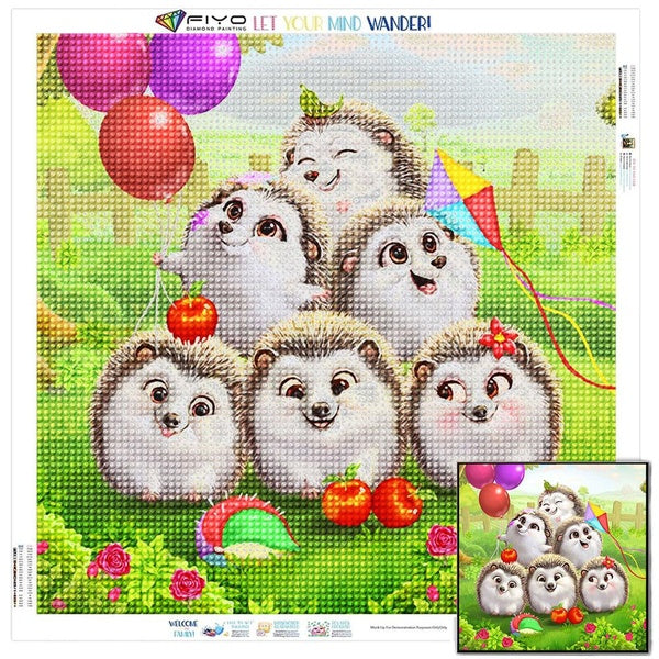 Hedgehog DIY 5D Diamond Painting Full Drill with Number Kits Home and Kitchen Fashion Cross Stitch Embroidery Paintings Canvas Pictures Wall Decorati