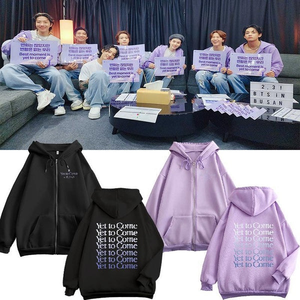 New Arrival Bangtang Boys League Yet To Come in BUSAN Same Purple Zip-up Hoodie Concert Zip Sweater Jacket Coat