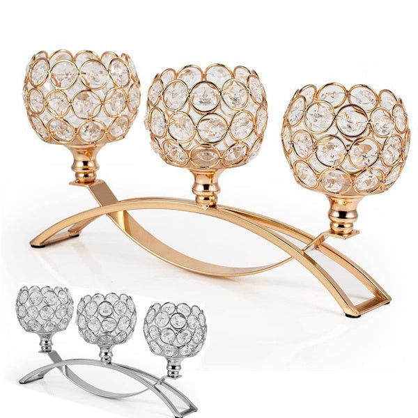 3 Arm Metal Candelabra, Candle Holders for Table Centerpiece Decorative Candlestick Holder for Home Decor, Wedding, Dinning, Party, Anniversary