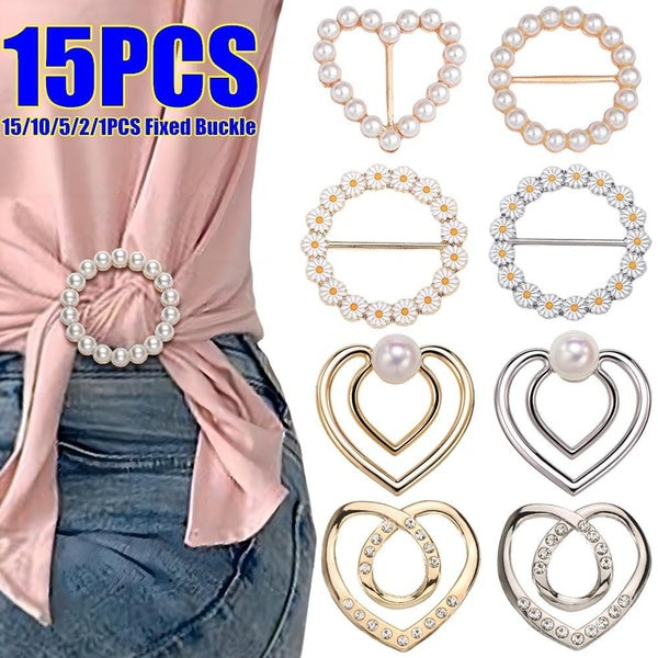 1-2-5-10-15 pièces nouvelle mode haut de gamme élégant vêtements perle coin noué boucle anneau soie écharpe boucle tout match artefact chemise ourlet