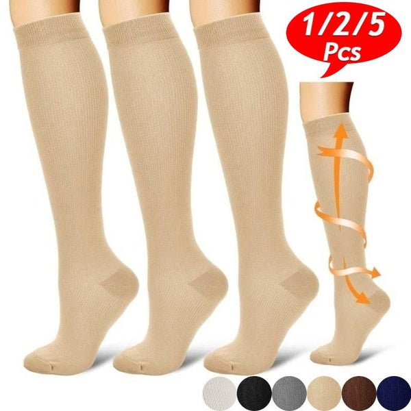 S-XXL Compression Socks for Women and Men Circulation Stockings Best Support for Nurses Running Hiking Medical Pregnancy ( 1-2-5pairs )