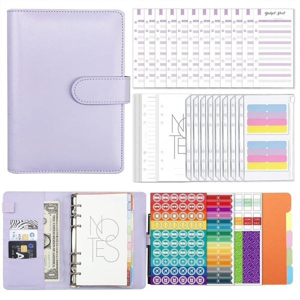 1 Set Budget Binder, PU Leather Notebook Binder, Money Organizer Budget Planner with Cash Envelopes, Budget Sheets, Month Planner, Labels & Stickers