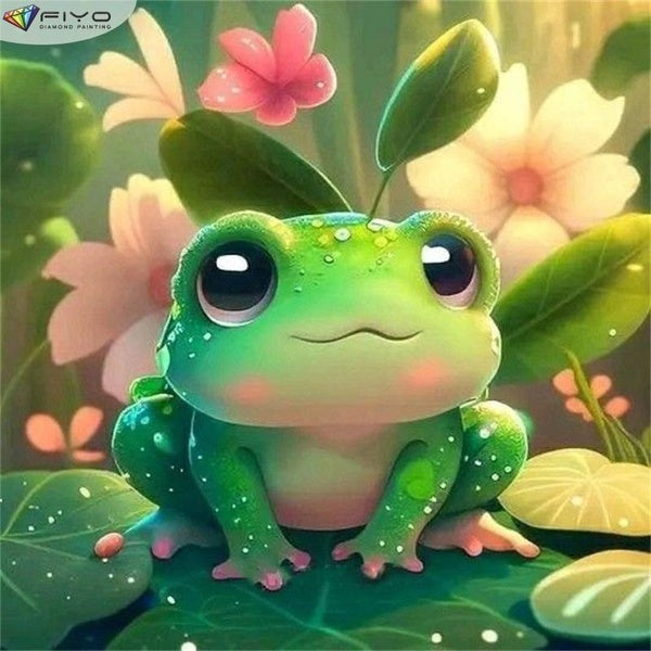 FIYO Frog DIY 5D Diamond Painting Full Drill with Number Kits Home and Kitchen Fashion Mosaic Diamond Painting Canvas Wall Decoration Gift Crafts for
