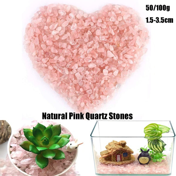 50 - 100g 1.5-3.5cm pierres de cristal de Quartz roses naturelles galets d'aquarium irréguliers sables rocheux pour réservoir de tortue - plantes suc