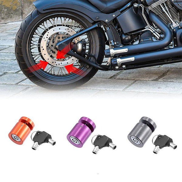1 jeu de freins à disque antivol pour scooter électrique, verrouillage des roues, coffre-fort, durable, moto, vélo, frein à disque avec 2 clés violet