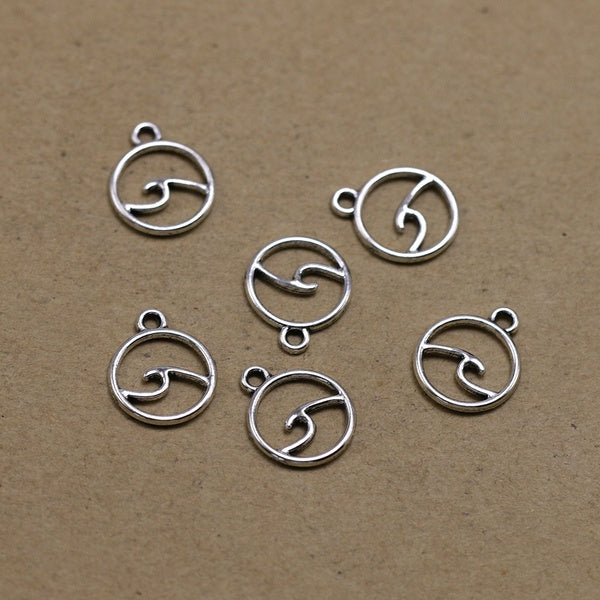 30pcs 12mm Silver Color Waves Charms Pendant For Jewelry Making DIY Jewelry Findings