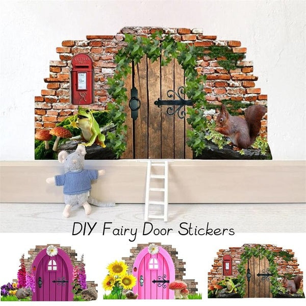1pc-3pcs small Fairy Cottage Door Wall Decal Sticker 3styles
