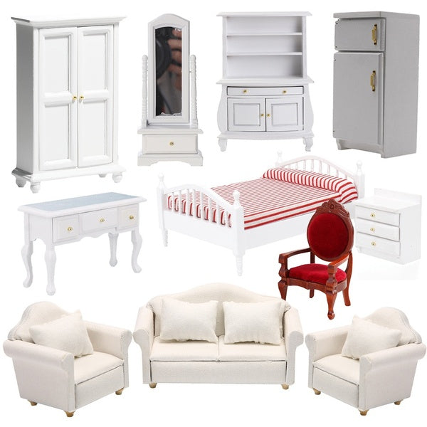 Handmade Mini Wood Furniture Simulation Small Sofa Stool Chair 1-12 Model Toys for Doll House Decoration Dollhouse Miniature Accessories