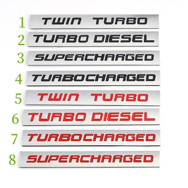 Car Sticker TWIN Turbo Turbocharged Supercharged Emblem Badge Decals
