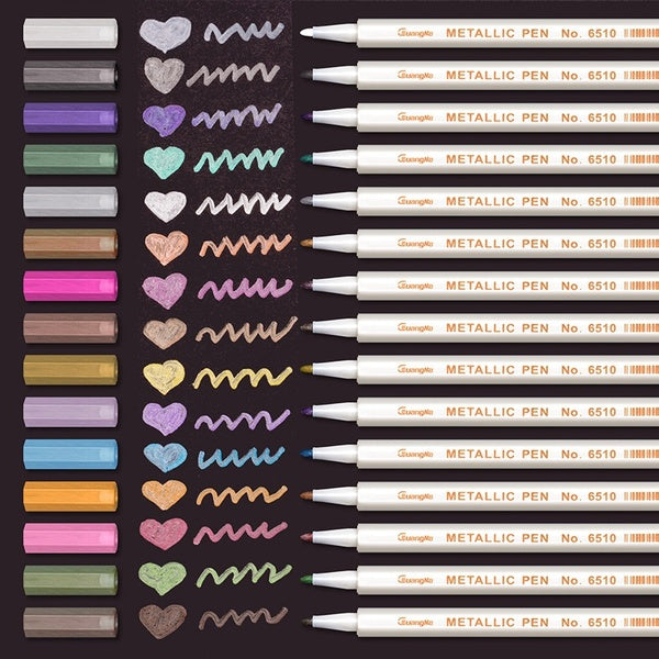 1PC Metallic Marker Pens 20 Color Soft Brush Tip Art Markers Sheen Glitter Painting Pen Card Making DIY Photo Album Scrap booking