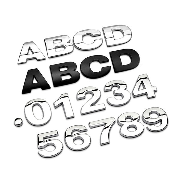 25mm 3D Car Styling Métal Argent-Noir DIY Lettres Chrome Numérique Alphabet Emblème Decal Autocollants De Voiture