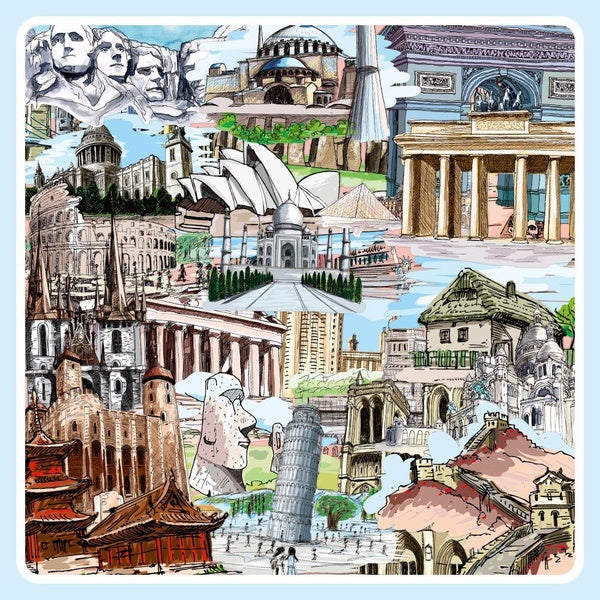 10-50pcs Beautiful World Famous Building Landmark Stickers World Travel Graffiti Stickers for DIY Luggage Laptop Bicycle Sticker