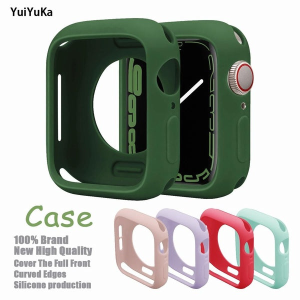 YuiYuKa Silicone Case for Apple Watch Ultra 2-Ultra 9 8 7 49mm 41mm 45mm 44mm 40mm 42mm 38mm TPU Screen Protector for iwatch Series 6 SE 5 4 3 2 1 Fr