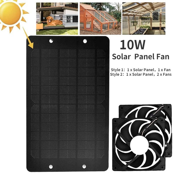 10W 12V Solar Exhaust Fan Air Extractor Mini Ventilator Solar Panel Powered Fan for Dog Chicken House Greenhouse RV