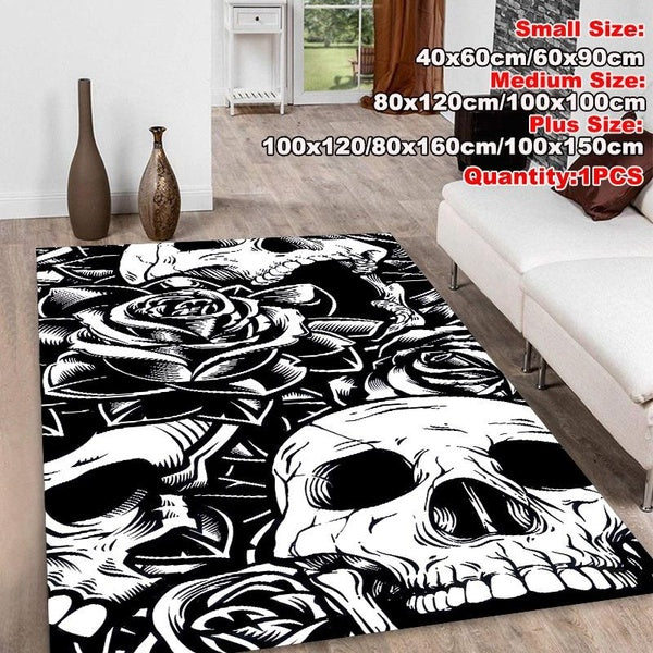 3D Skull Pattern Non-slip Mat Skull Carpet For Living Room Bedroom Home Fashion Floor Mat Area Rug Matte 7 Sizes Available 40X60cm-60x90cm-80x120cm-1