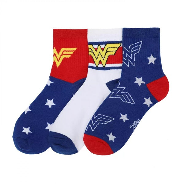 Wonder Woman Stars Women's Quarter Crew Socks 3-Pack