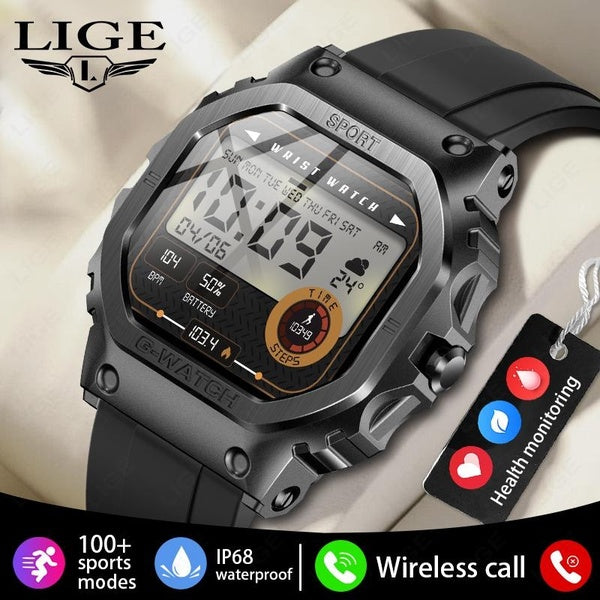 LIGE 2024 New Smart Watch Men IP68 Waterproof Bluetooth Call Fitness Tracker Heart Rate Health Monitoring Smart Watch Men