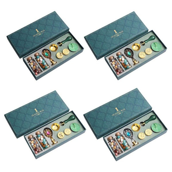 Wax Envelope Seal Stamp Kit with Replaceable Wax Seal Stamp Heads Wax Seal Beads DIY Craft Gift