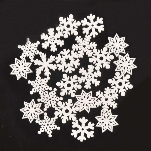 50 pcs Mixte Bois Tranches De Noël Flocon De Neige Artisanat Pour BRICOLAGE À La Main Accessoires Scrapbook En Bois Décoration de La Maison Ornement