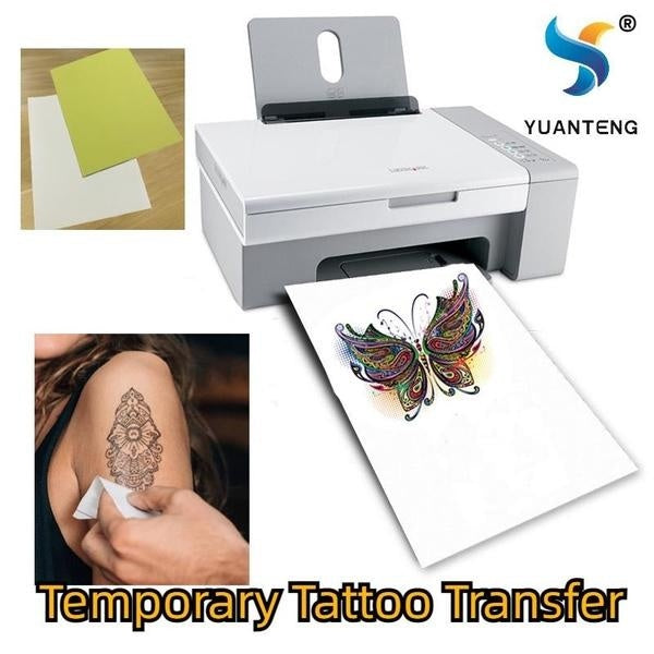 A4 Paper Clear Temporary Tattoo Transfer Paper Waterproof LASER Inkjet Tattoo Printer Paper Printable Transfer Paper Blank for Skin DIY