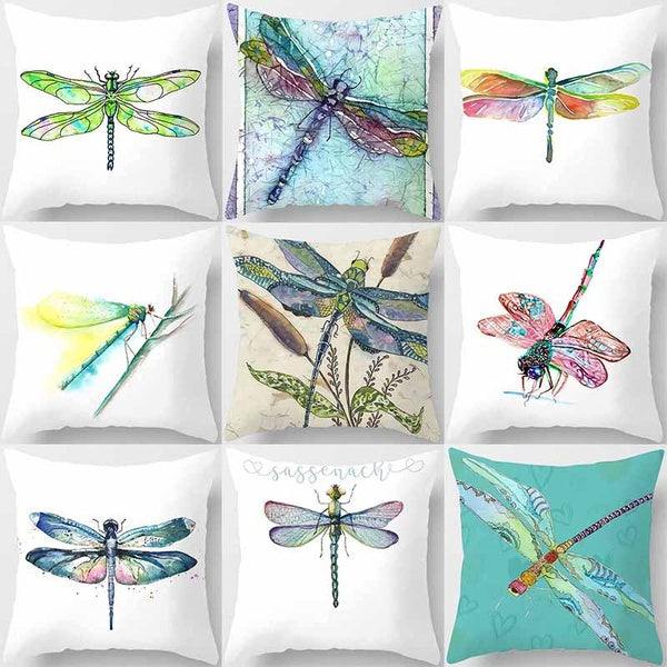Dragonfly printing square pillowcase, home decoration, car sofa cushion cover (45cm * 45cm)