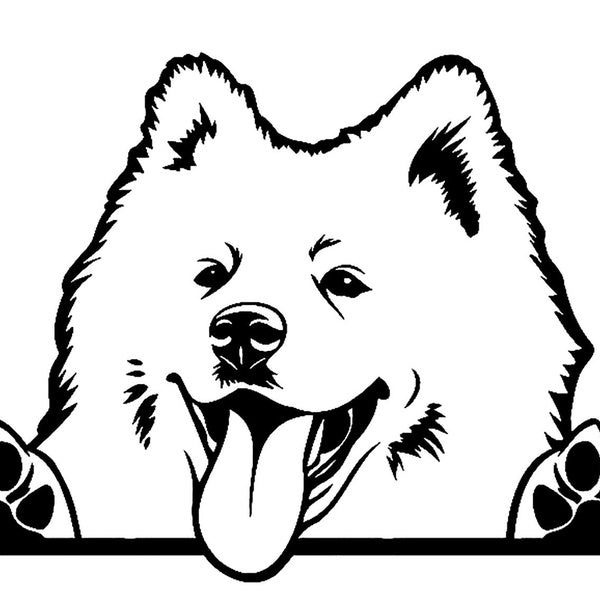 2pcs, Samoyed Peeking Dog Night Reflective Wall Home Decoration Stickers Vinyl Decal Car Stickers