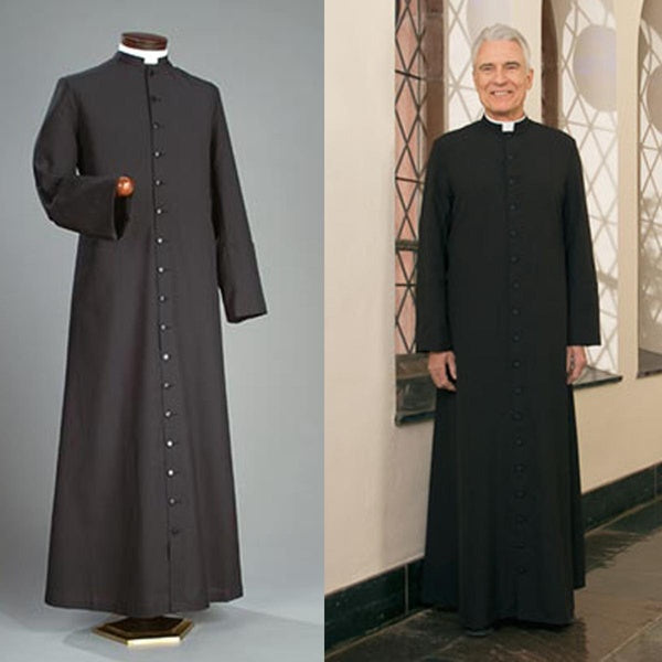 Robe de soutane de chaur de ministre à poitrine unique Vêtement de chaire du clergé