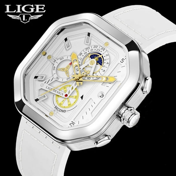 2022 nouveau carré Quartz montre-bracelet pour homme LIGE haut marque de luxe hommes montre mode étanche sport chronographe horloge mâle + boîte