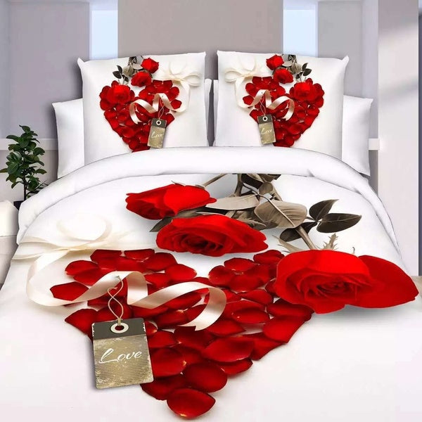 Home 3D Quilt Cover Pillow Case Rose Pattern Bedding Pillowcase Bedclothes Single-Twin-Double-Queen-King Size