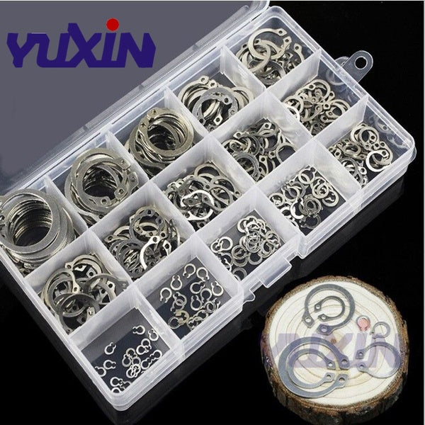 225Pcs-175Pcs DIN471 GB894 Black & SS304 Internal External Retaining Circlips A2 C-clip Washers Snap Retaining Ring Assortment Kit