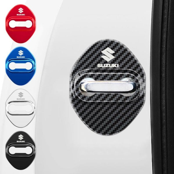 4 PCS-Set Fashion Stainless Steel Carbon Car Covers Door Lock Protecting Cover For Suzuki Jimny Grand Vitara Sx4 Swift Alto