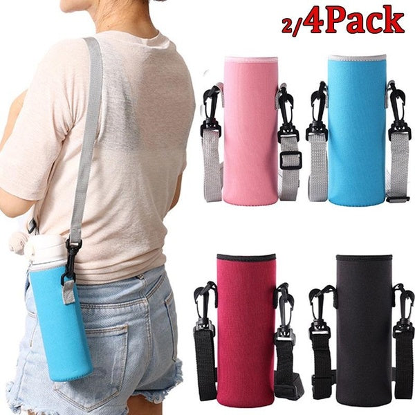 4-2Pack 420-500-750-1000ML Water Bottle Carrier Insulated Cover Bag Holder Strap Pouch Outdoor Sports Juice Bottle Portable Bag