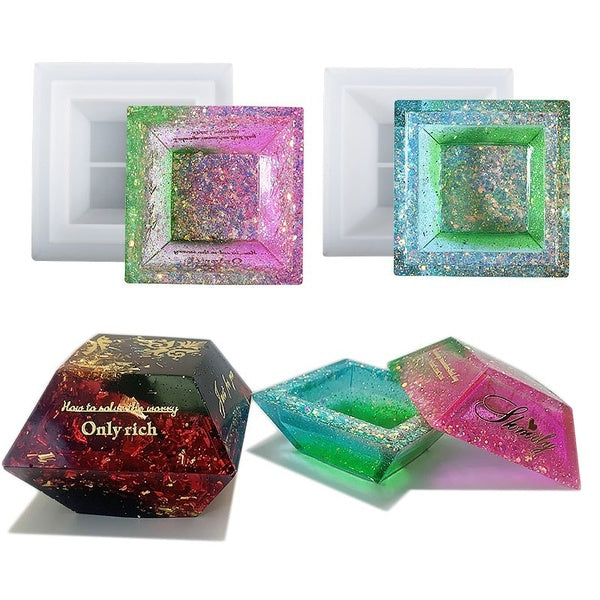2pcs-set DIY Half Pyramid Storage Box Plate Resin Molds Silicone Moulds for Epoxy Resin Handmade Home Decorations Craft Making Tools