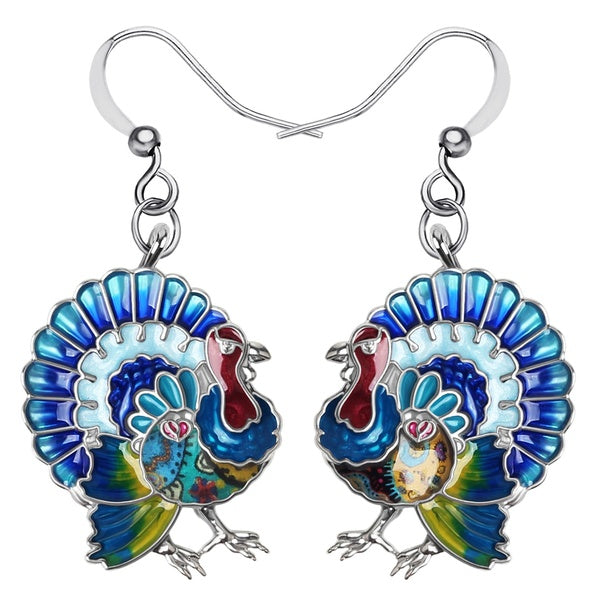 Thanksgiving émail métal dinde poulet boucles d'oreilles animaux élégants balancent goutte bijoux pour femmes filles adolescents Festival charme cade