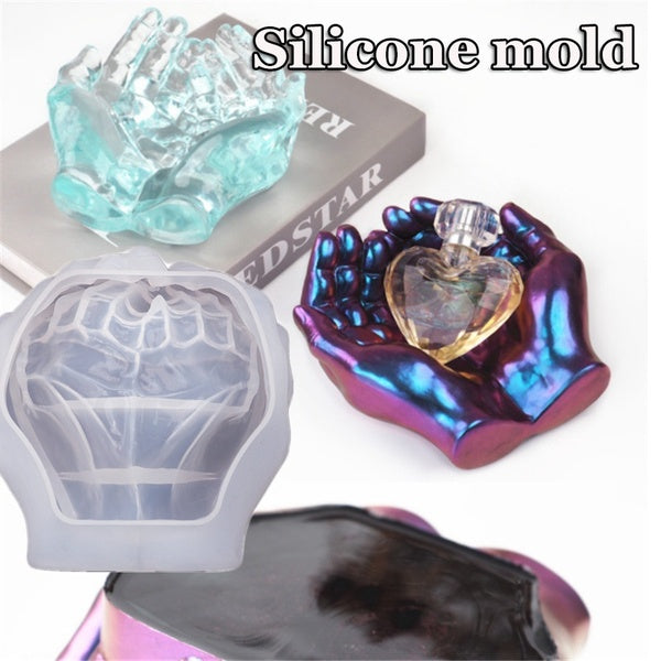 Concrete Planter Mold Palm Design Cement Flower Pot Mold Ashtray Silicone Molds Concrete Candlestick Candle Vessel Mould