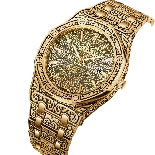 ONOLA vintage best watches for man waterproof Original steel band wristwatch style classic designer luxury brand mens gold watch