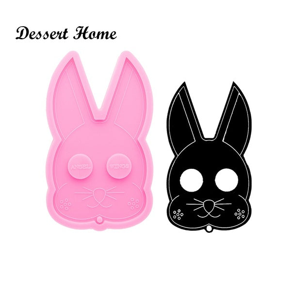 DY0810 DIY Crystal Epoxy Bunny Self-defense Mold, Resin Silicone Keychain Mold Defense Tool, UV Epoxy, Molds for Epoxy Resin Jewellery Making