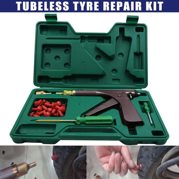 1 Set Tire Plugger Tubeless Car Wheel Vacuum Kit d'outils de réparation de pneus avec bouchons en caoutchouc Tire Plug Gun pour moto Outil de réparat