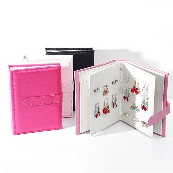 Women Stud Earrings Collection Book PU Leather Earring Storage Box Creative Jewelry Display Holder Jewellery Organizer