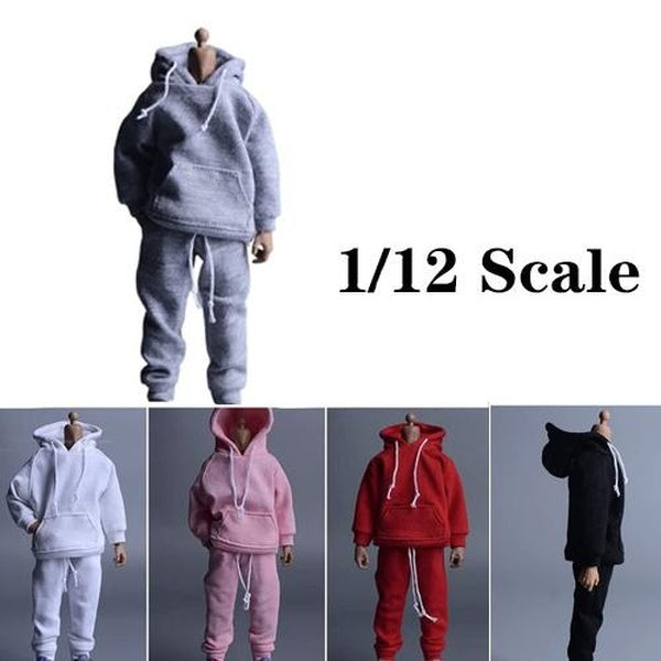 1-12 Scale Hoodie & Pants Trousers Male Clothes Set Fit 6 inch Action Figure Body Doll Clothing Accessories