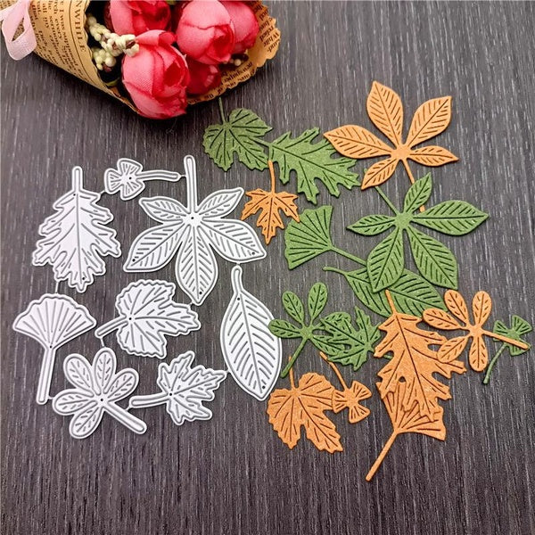 8pcs-lot Leaves Metal Cutting Dies Stencil DIY Scrapbooking Album Paper Card Template Mold Embossing Craft Decoration