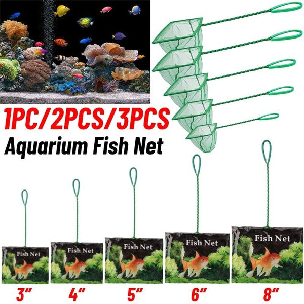 1PC-2PCS-3PCS Aquarium Fish Net Long Handle Square Net Quick Fish Catch Nets Fish Tank Floating Objects Cleaning Tool Aquarium Accessories