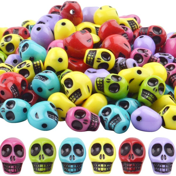 30Pieces Colorful Acrylic Skull Beads Skeleton Head Beads Spacer Beads for Jewellery Making Neclace Bracelet