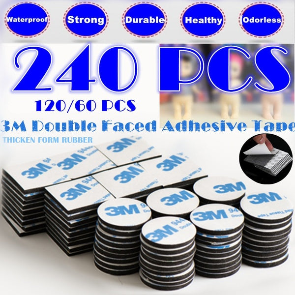 240-120-60 Pcs New 3 M Tape Double Sided Black Foam Tape Strong Pad Mounting Car & Home Waterproof Healthy Adhesive Tap