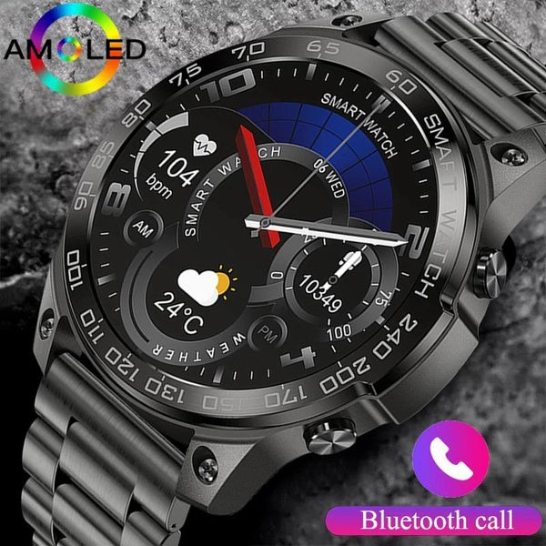 2023 LIGE montre de sport pour hommes montre intelligente noir Bluetooth appel AMOLED Smartwatch NFC horloge Fitness 400 mA grande capacité batterie